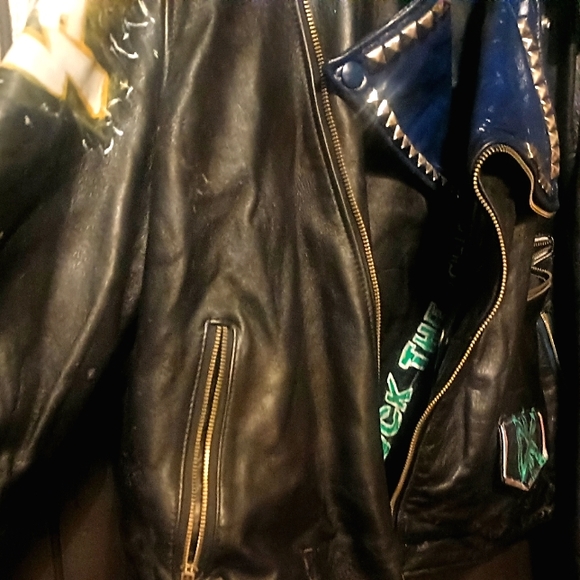 AUTH Punk Studded Leather Jacket worn by member of CA hardcore PUNK band - Picture 11 of 14